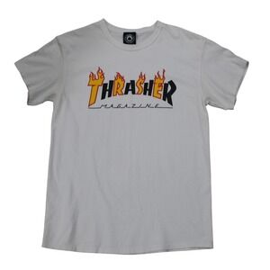 Thrasher Magazine Flame Logo White T Shirt Medium Skate